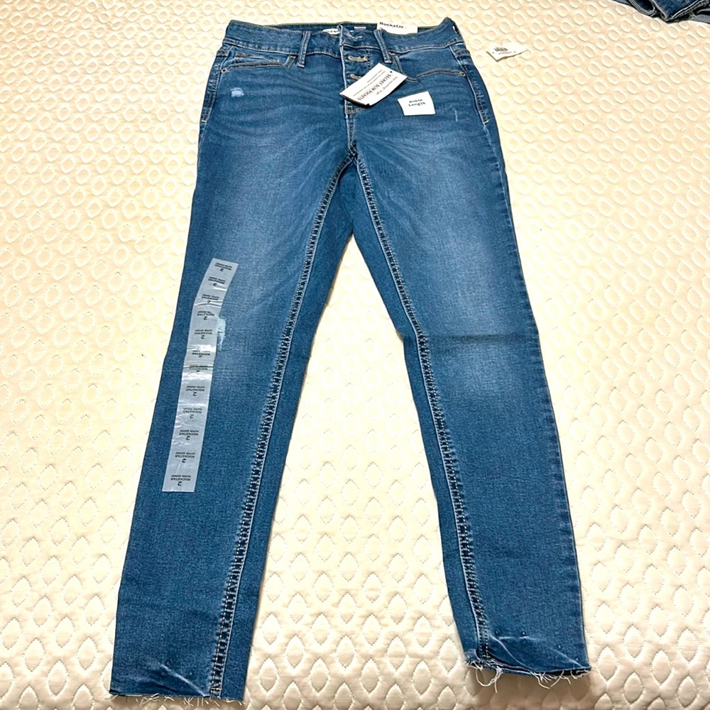 NWT old navy rockstar raw edge skinny high rise slim pockets ankle length